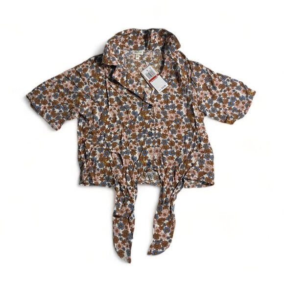 SELFIE Womens Cropped Tie Front Button-Down Top, Size XS, NWT - Picture 3 of 14